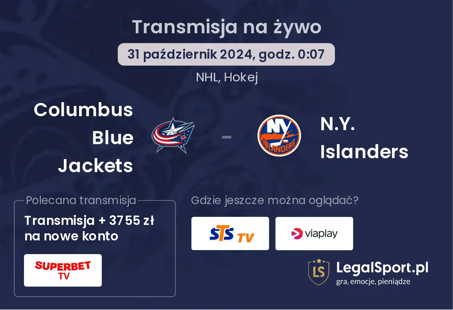 Columbus Blue Jackets - N.Y. Islanders transmisja na żywo