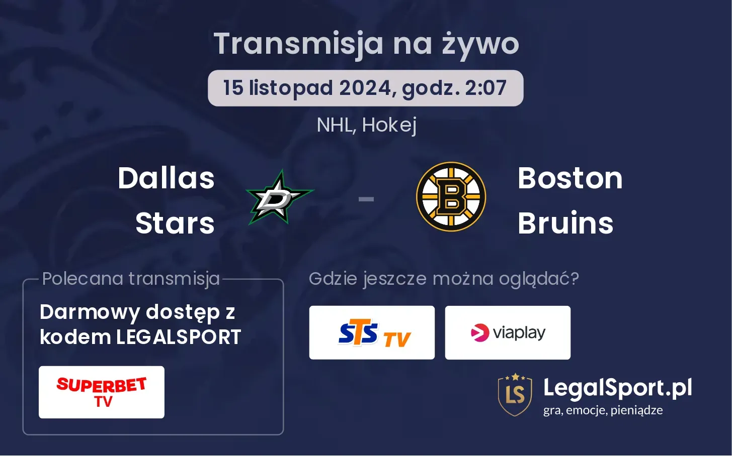 Dallas Stars - Boston Bruins transmisja na żywo