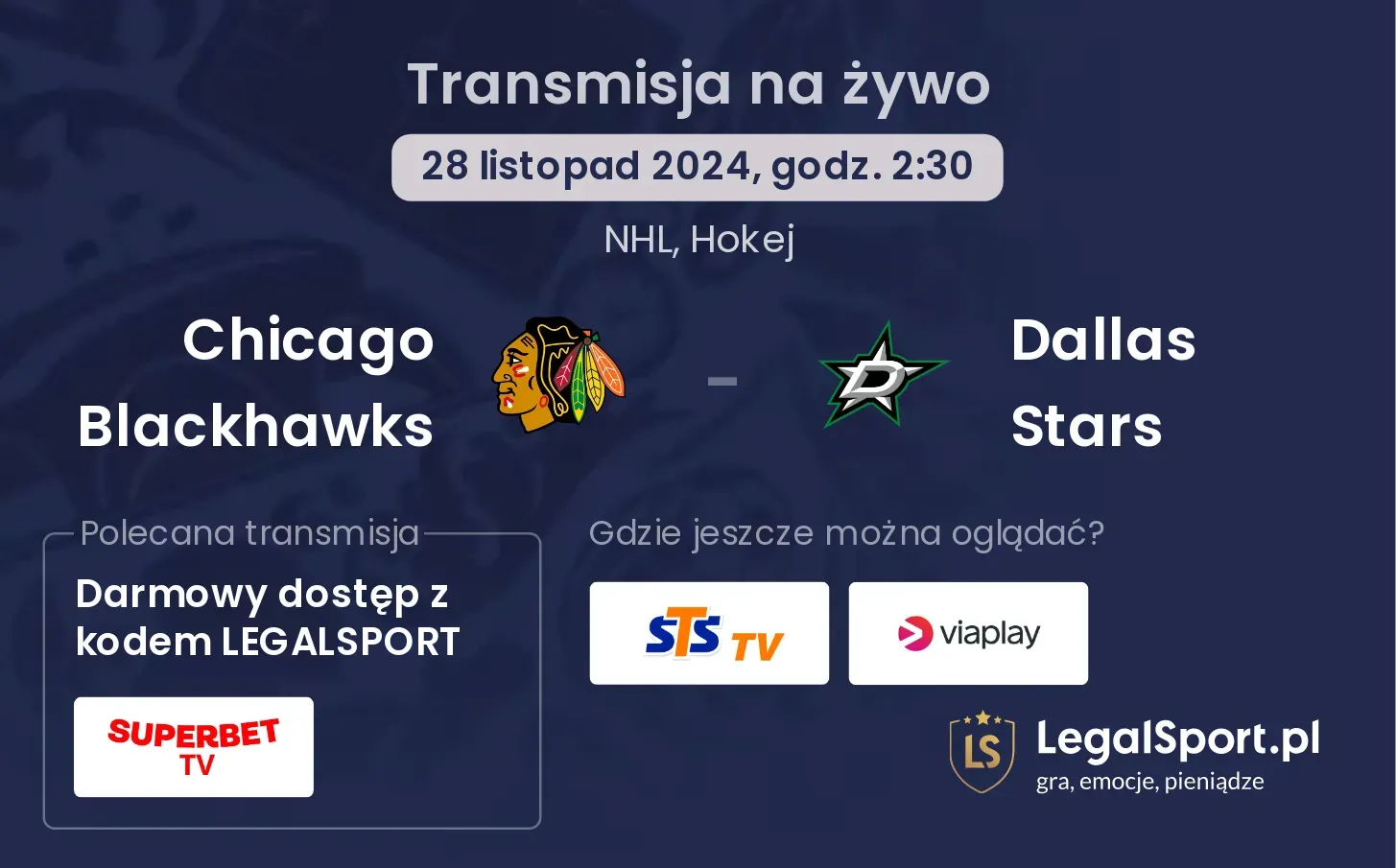 Dallas Stars - Chicago Blackhawks transmisja na żywo