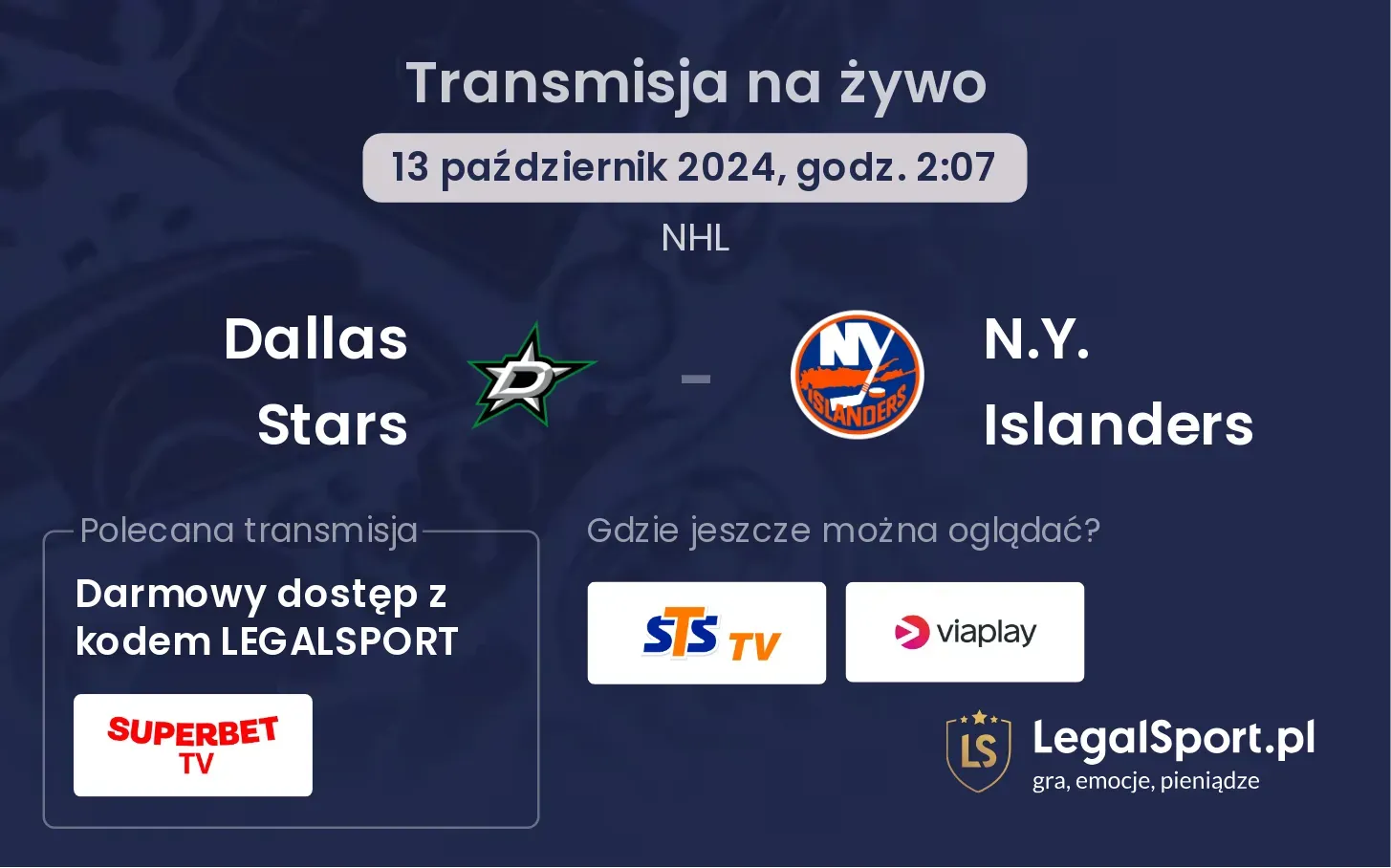 Dallas Stars - N.Y. Islanders transmisja na żywo