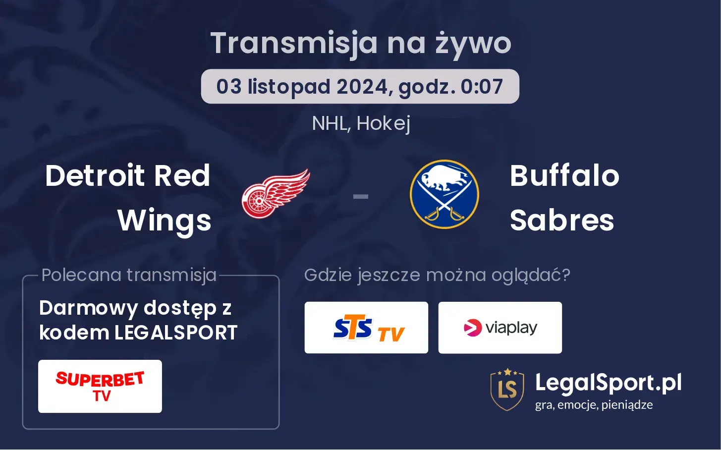 Detroit Red Wings - Buffalo Sabres transmisja na żywo