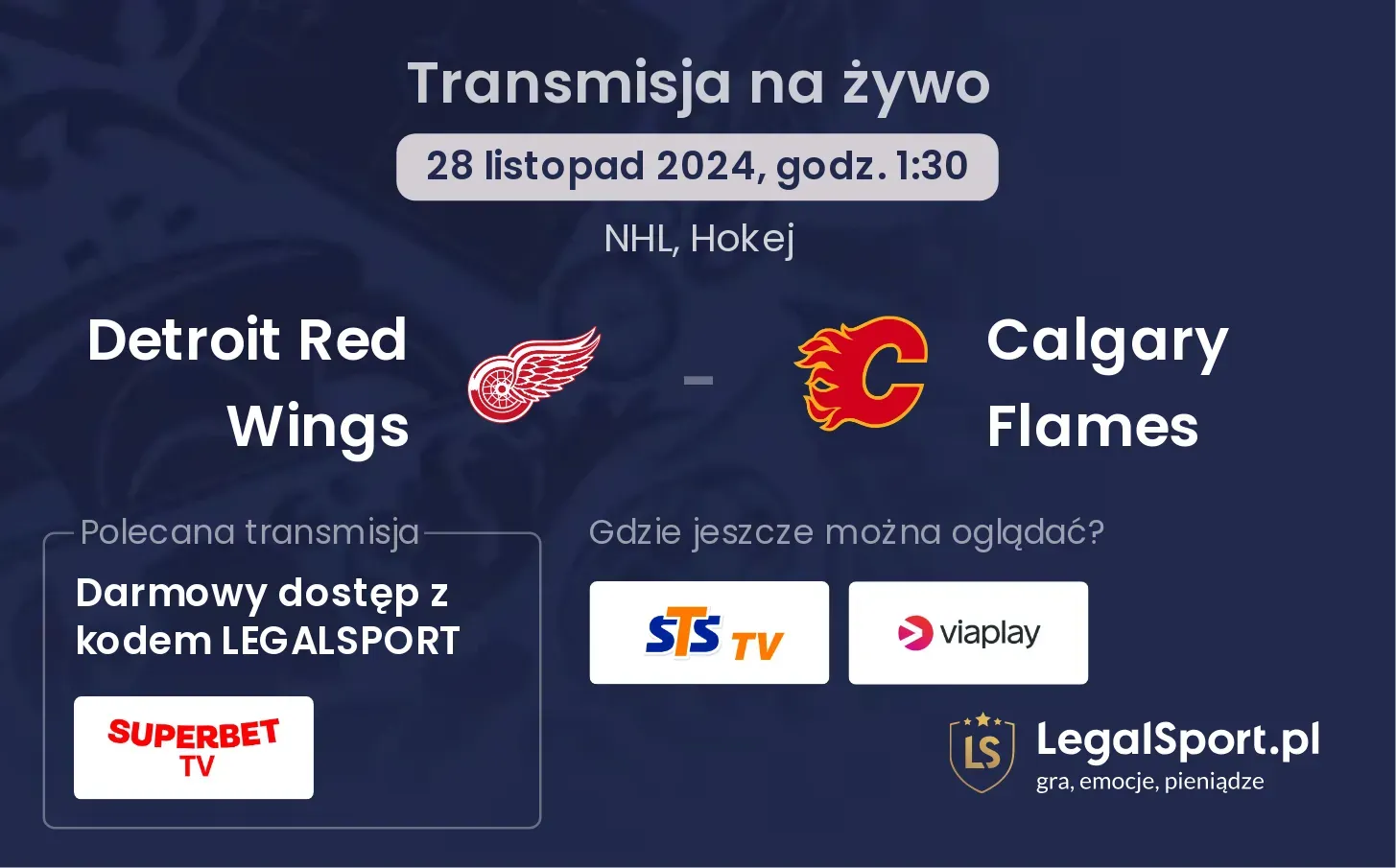 Detroit Red Wings - Calgary Flames transmisja na żywo