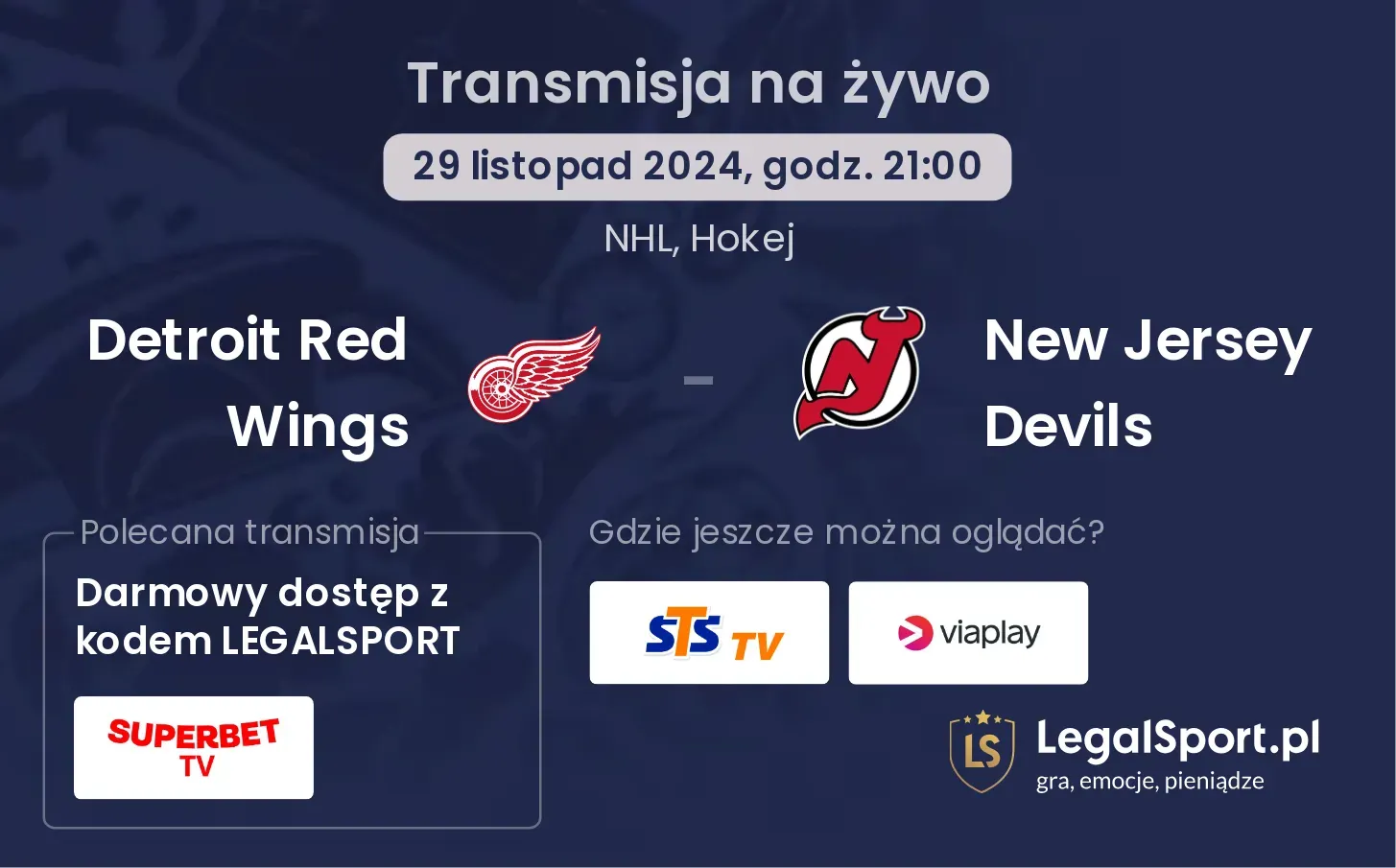 Detroit Red Wings - New Jersey Devils transmisja na żywo