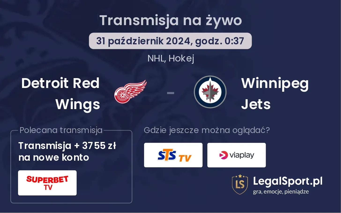 Detroit Red Wings - Winnipeg Jets transmisja na żywo