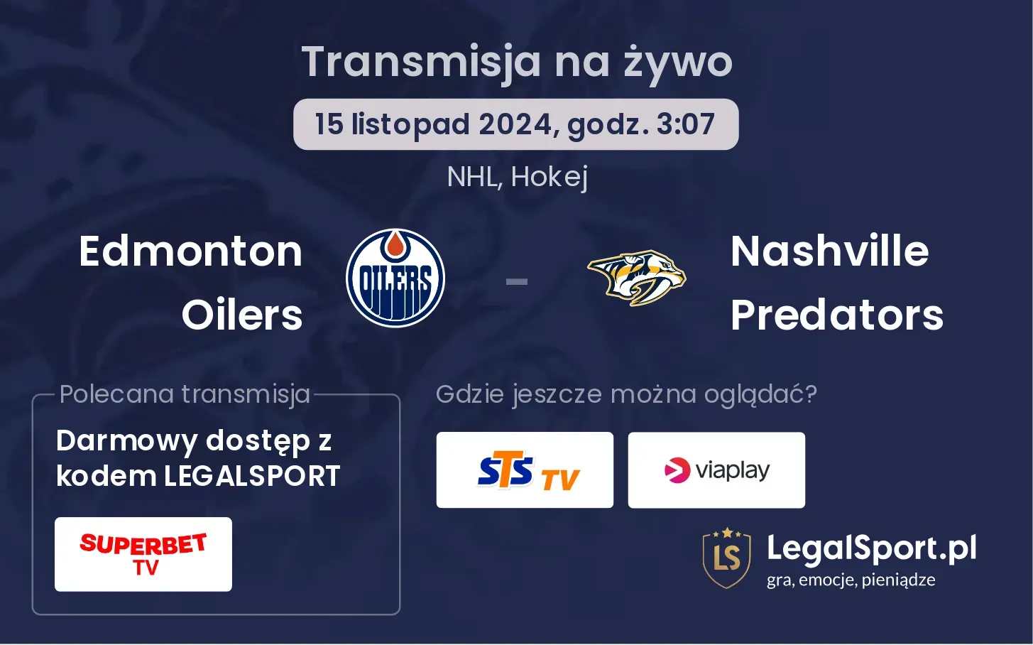 Edmonton Oilers - Nashville Predators transmisja na żywo