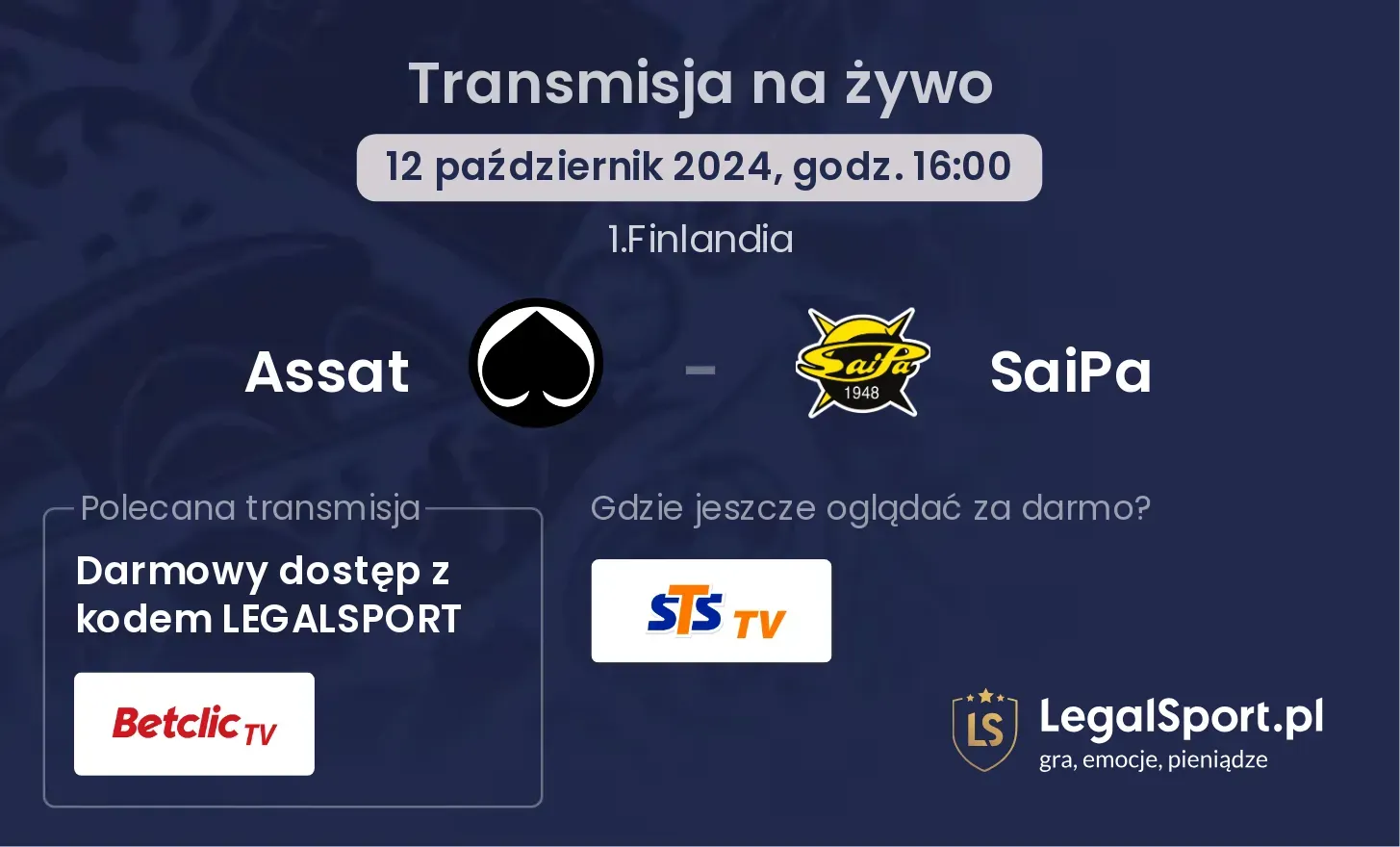 Assat - SaiPa transmisja na żywo