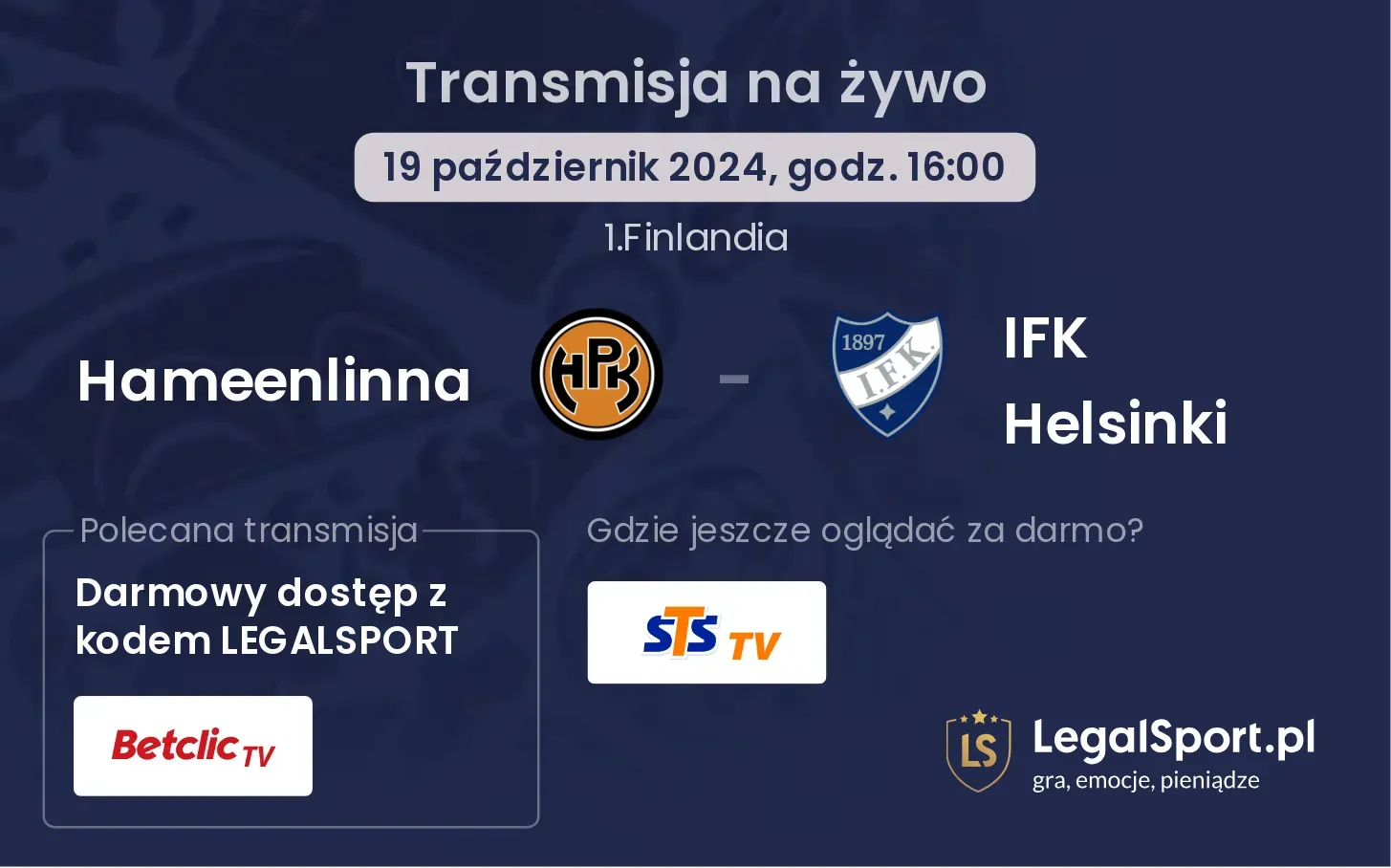 Hameenlinna - IFK Helsinki transmisja na żywo