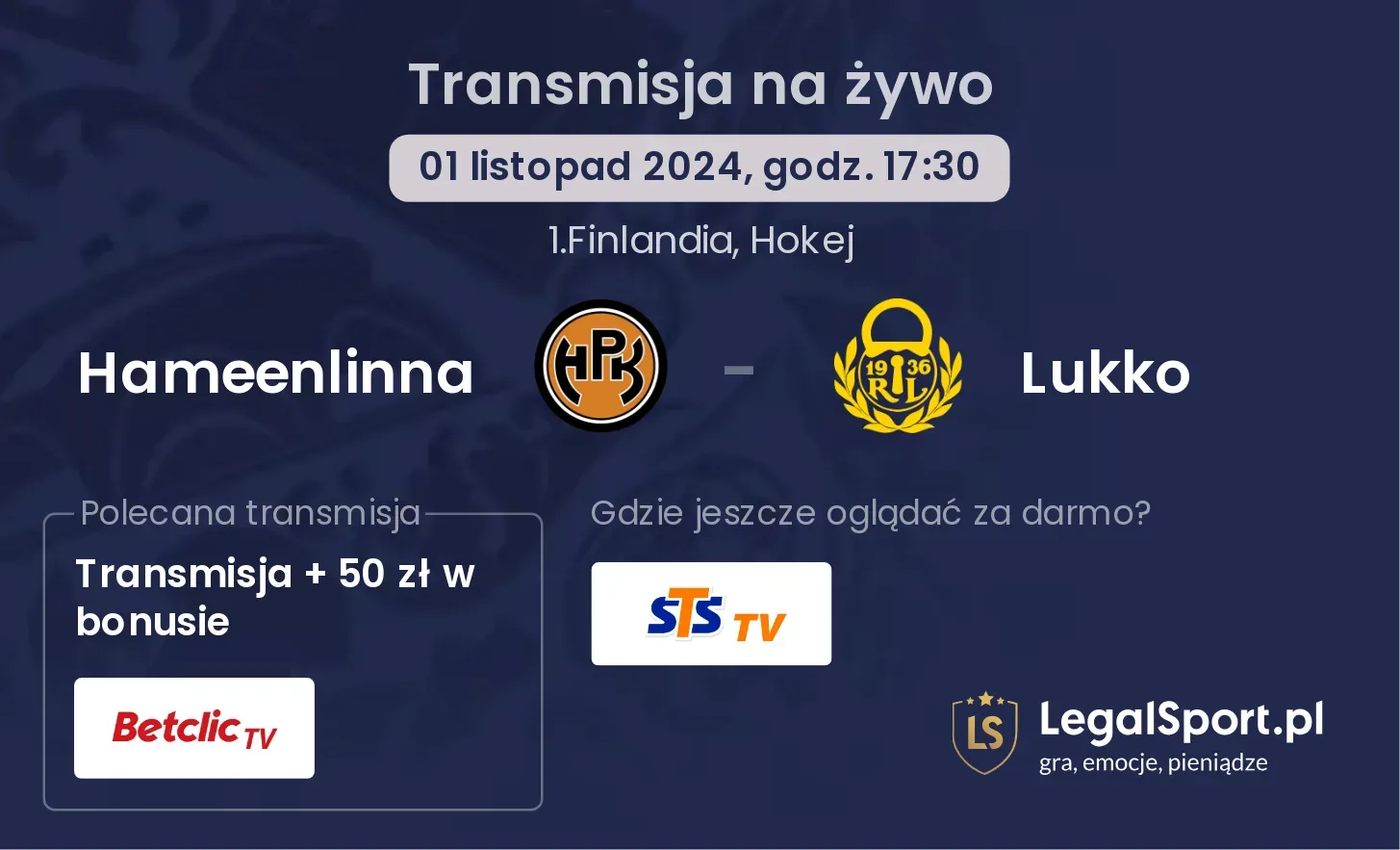 Hameenlinna - Lukko transmisja na żywo