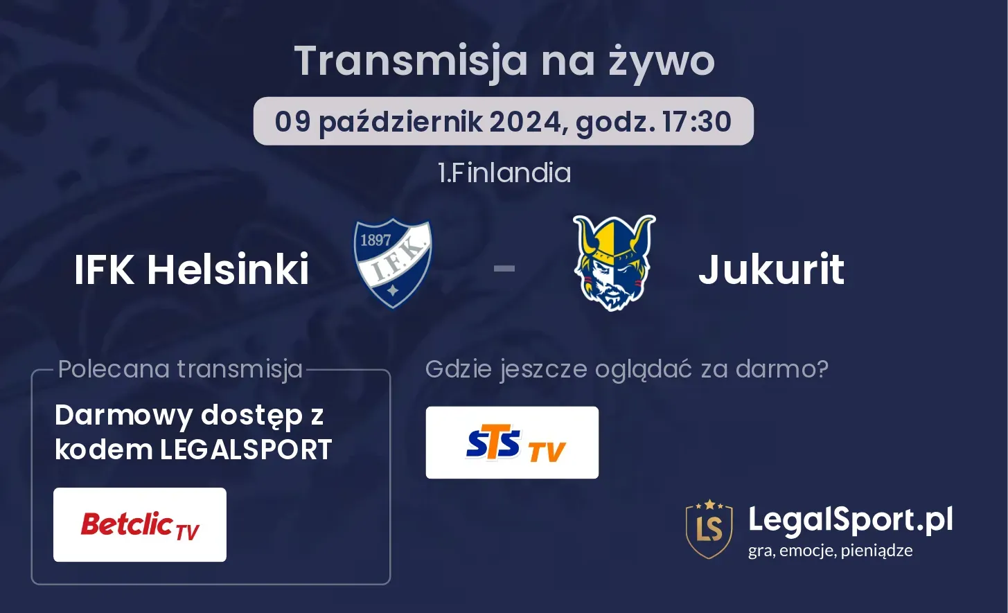 IFK Helsinki - Jukurit transmisja na żywo