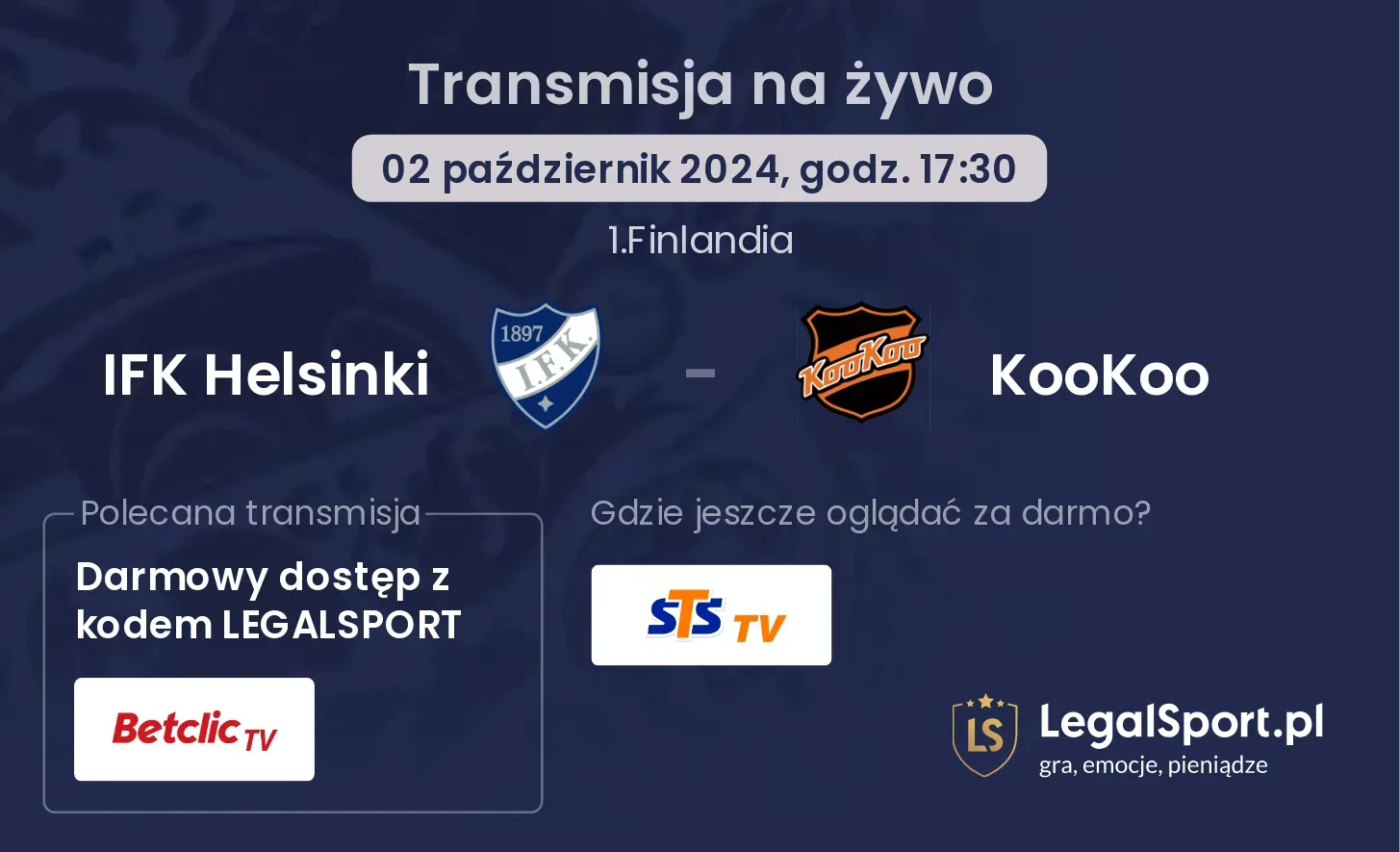 IFK Helsinki - KooKoo transmisja na żywo