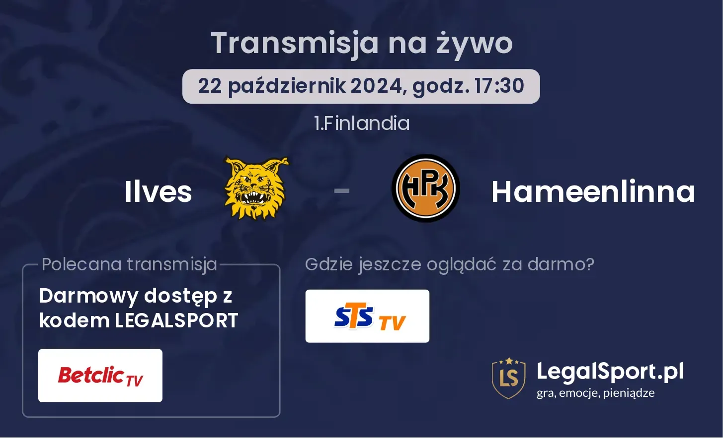 Ilves - Hameenlinna transmisja na żywo