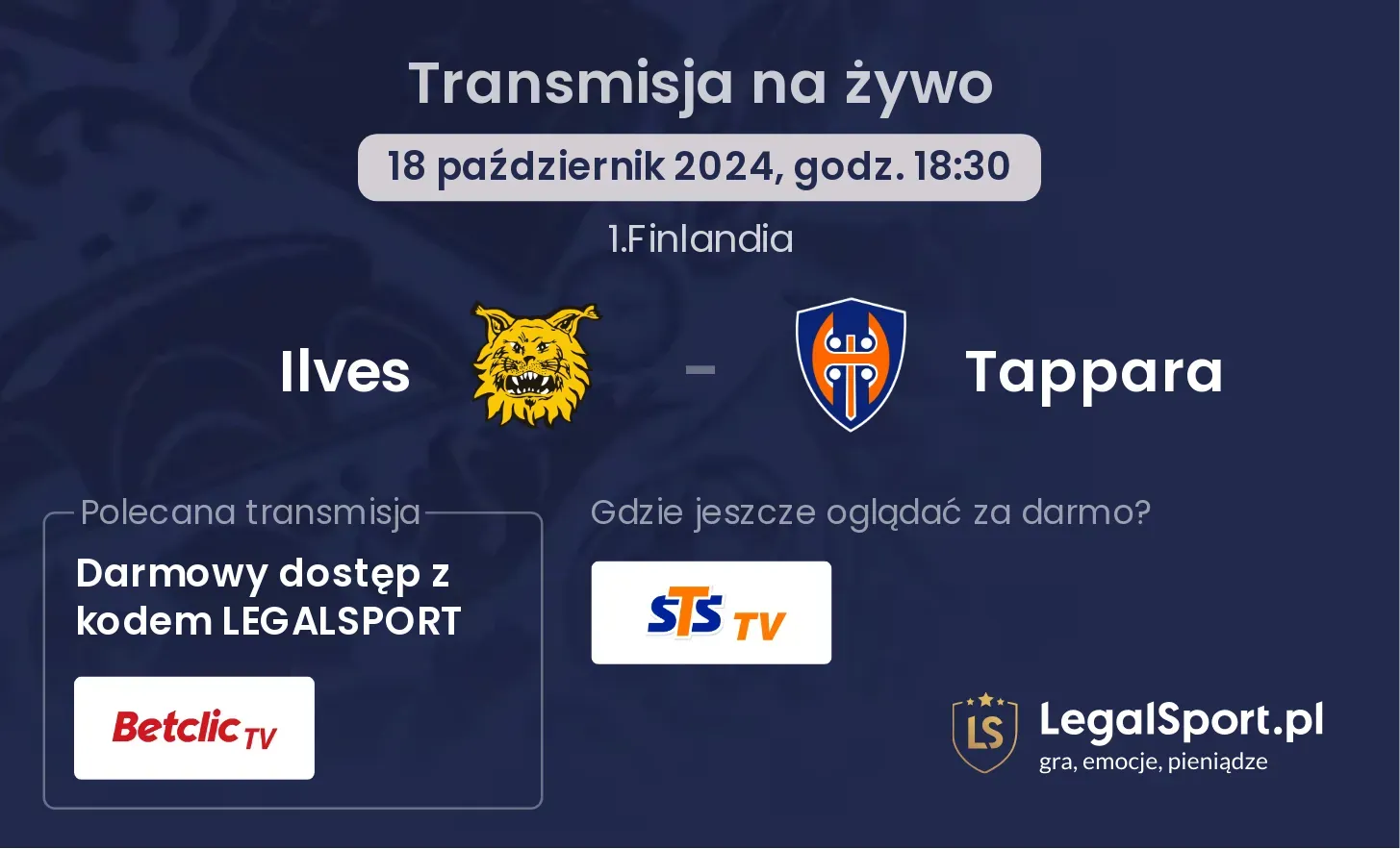 Ilves - Tappara transmisja na żywo