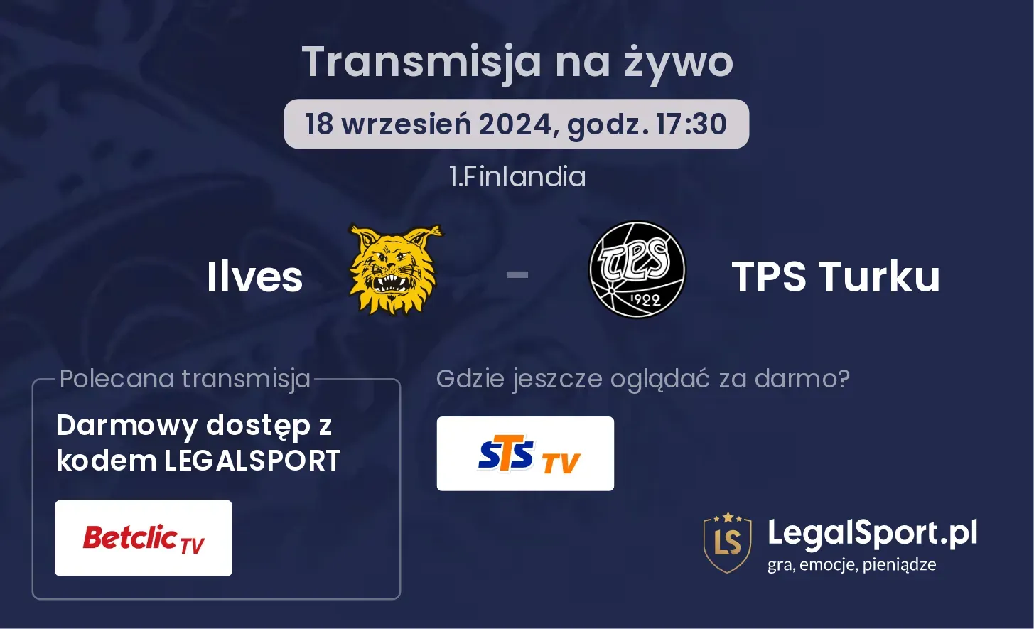 Ilves - TPS Turku transmisja na żywo