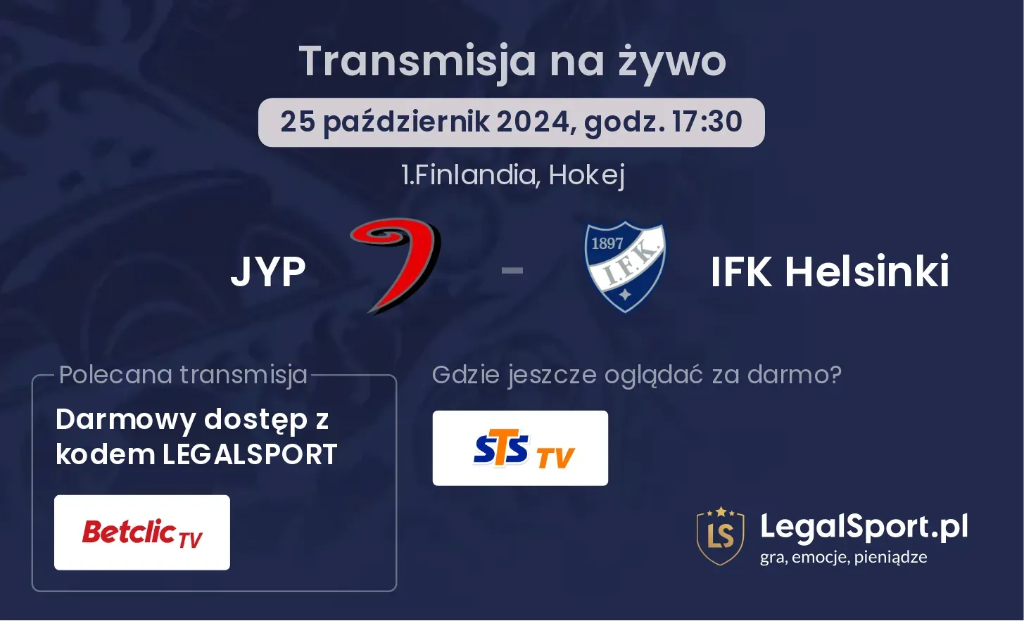 JYP - IFK Helsinki transmisja na żywo