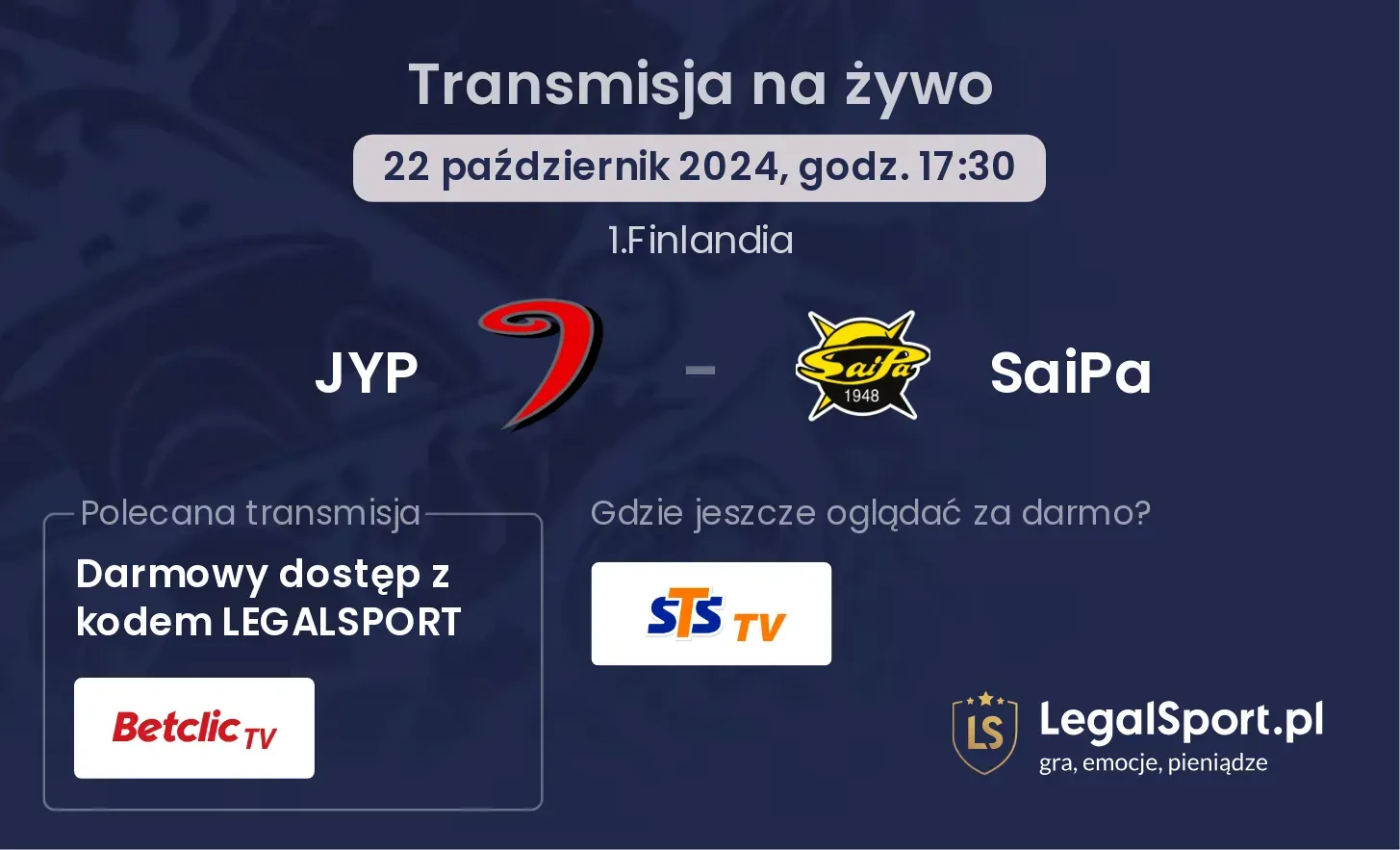 JYP - SaiPa transmisja na żywo