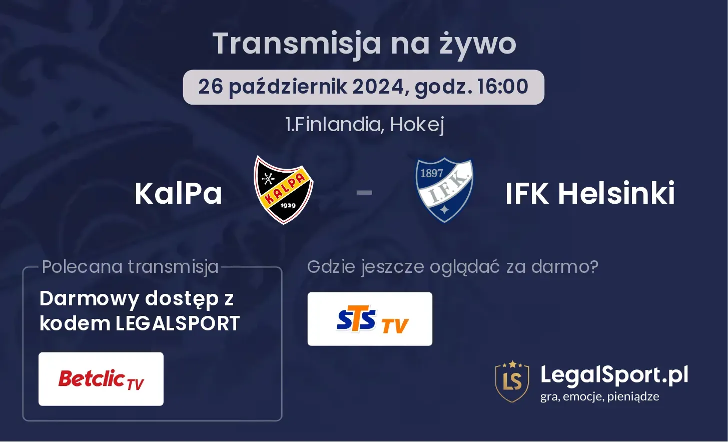 KalPa - IFK Helsinki transmisja na żywo