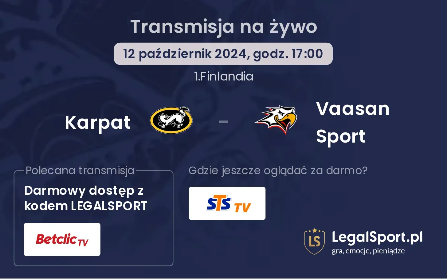 Karpat - Vaasan Sport transmisja na żywo