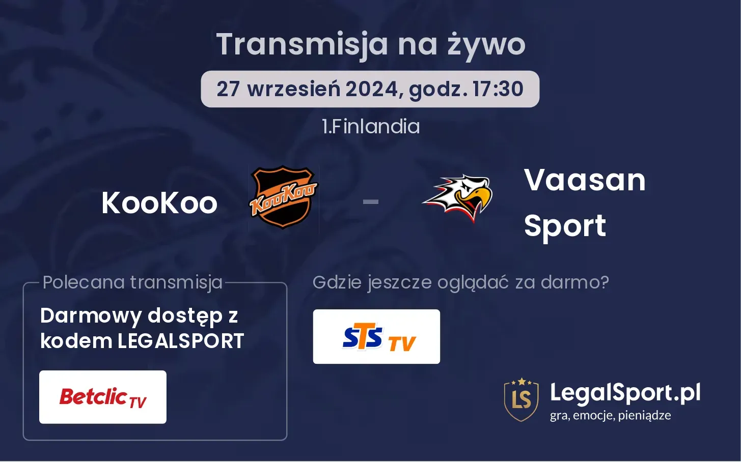 KooKoo - Vaasan Sport transmisja na żywo