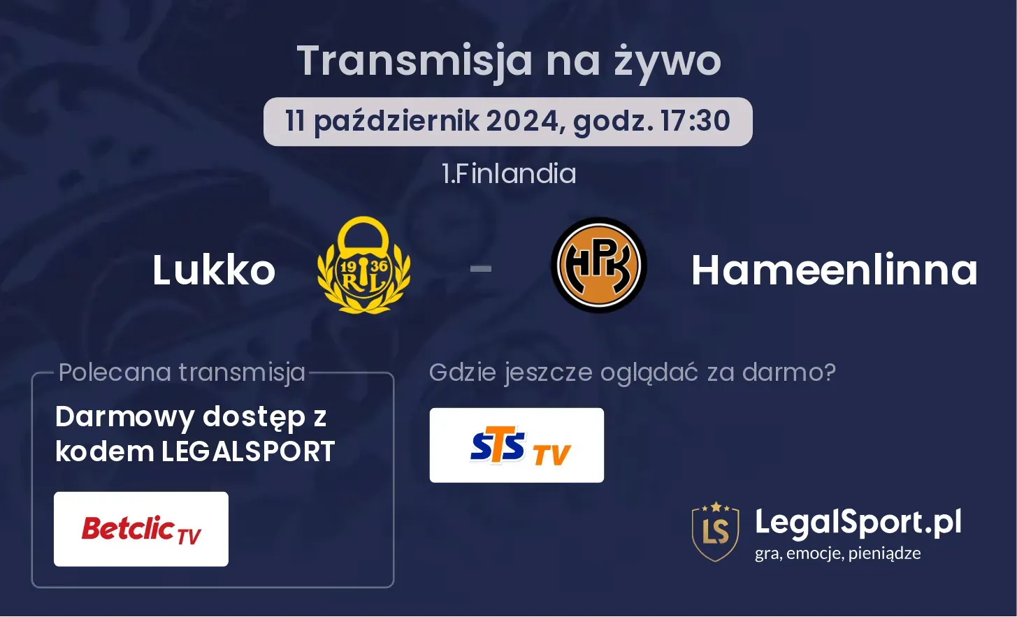 Lukko - Hameenlinna transmisja na żywo