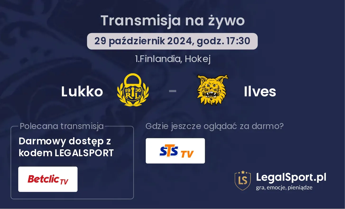 Lukko - Ilves transmisja na żywo