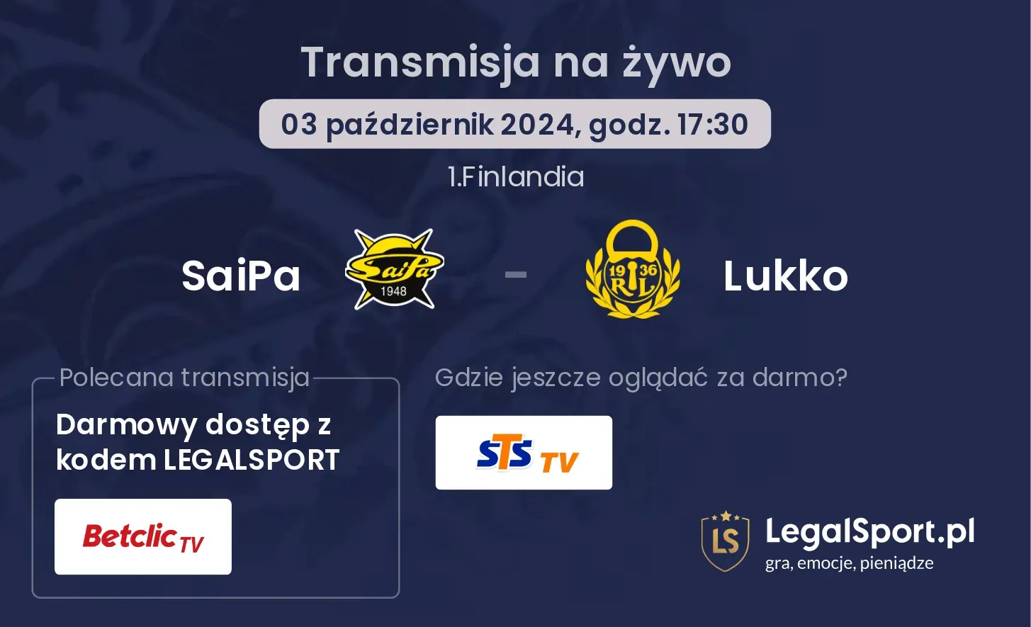 SaiPa - Lukko transmisja na żywo