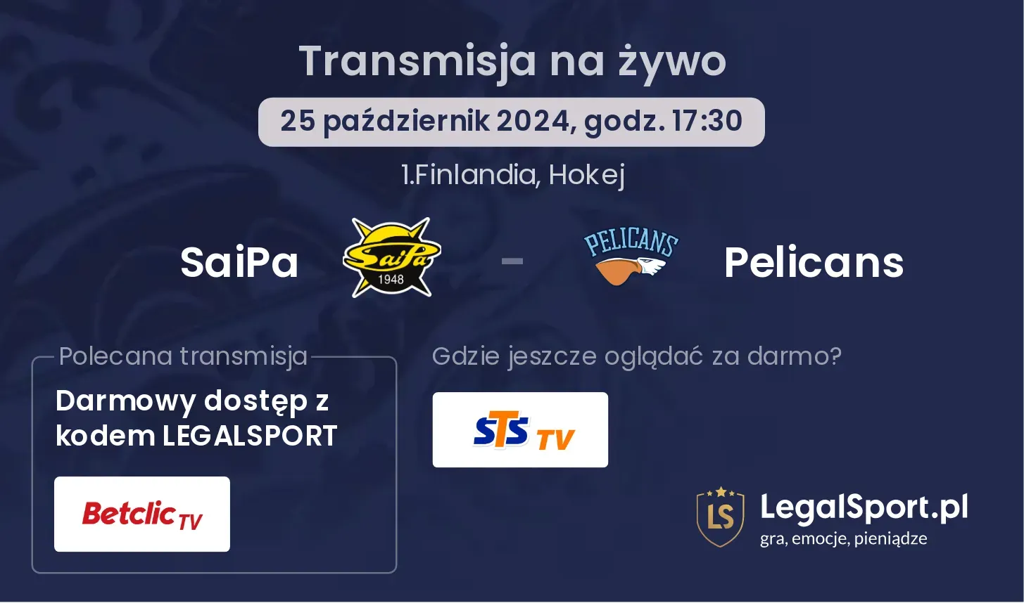 SaiPa - Pelicans transmisja na żywo