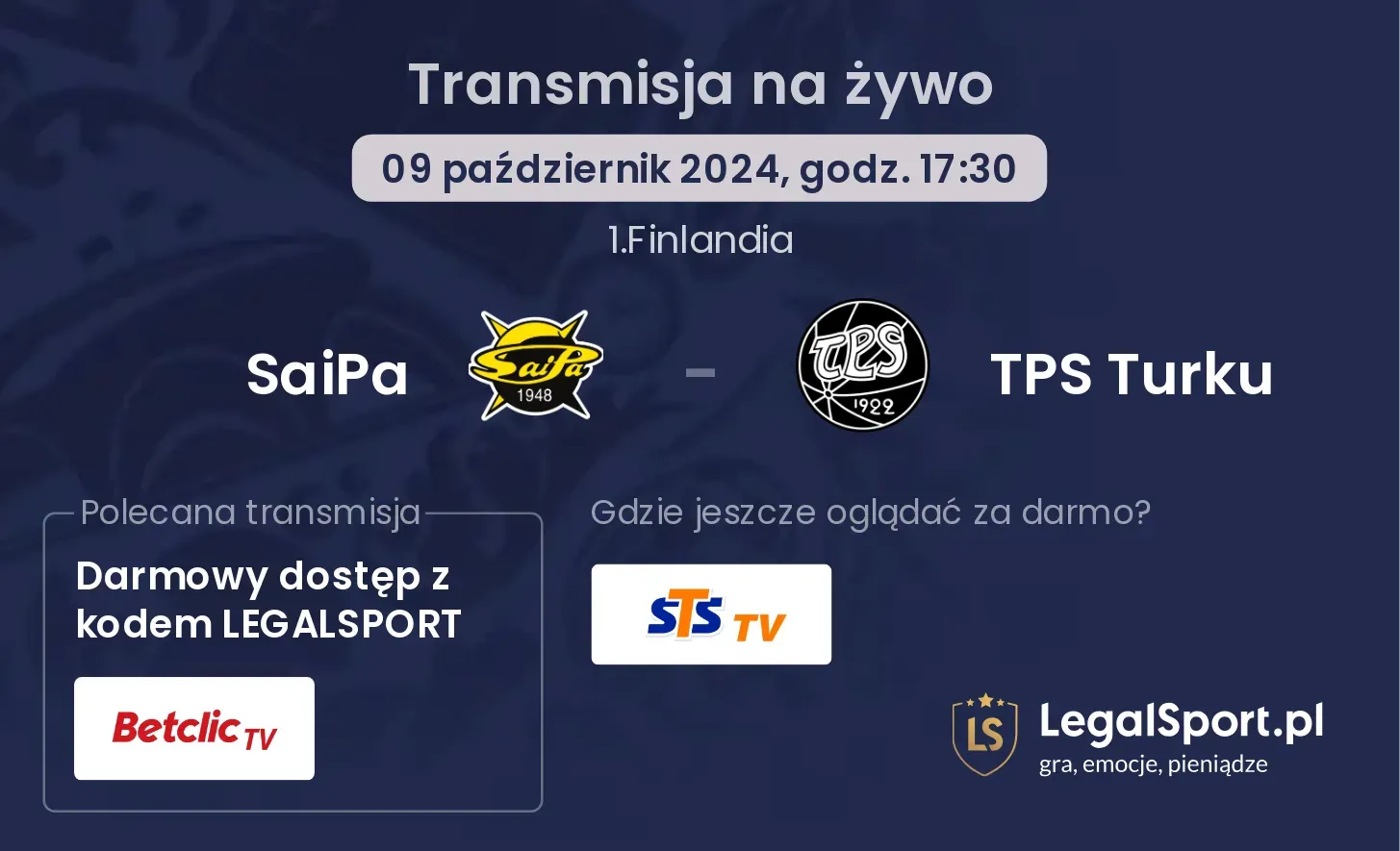 SaiPa - TPS Turku transmisja na żywo