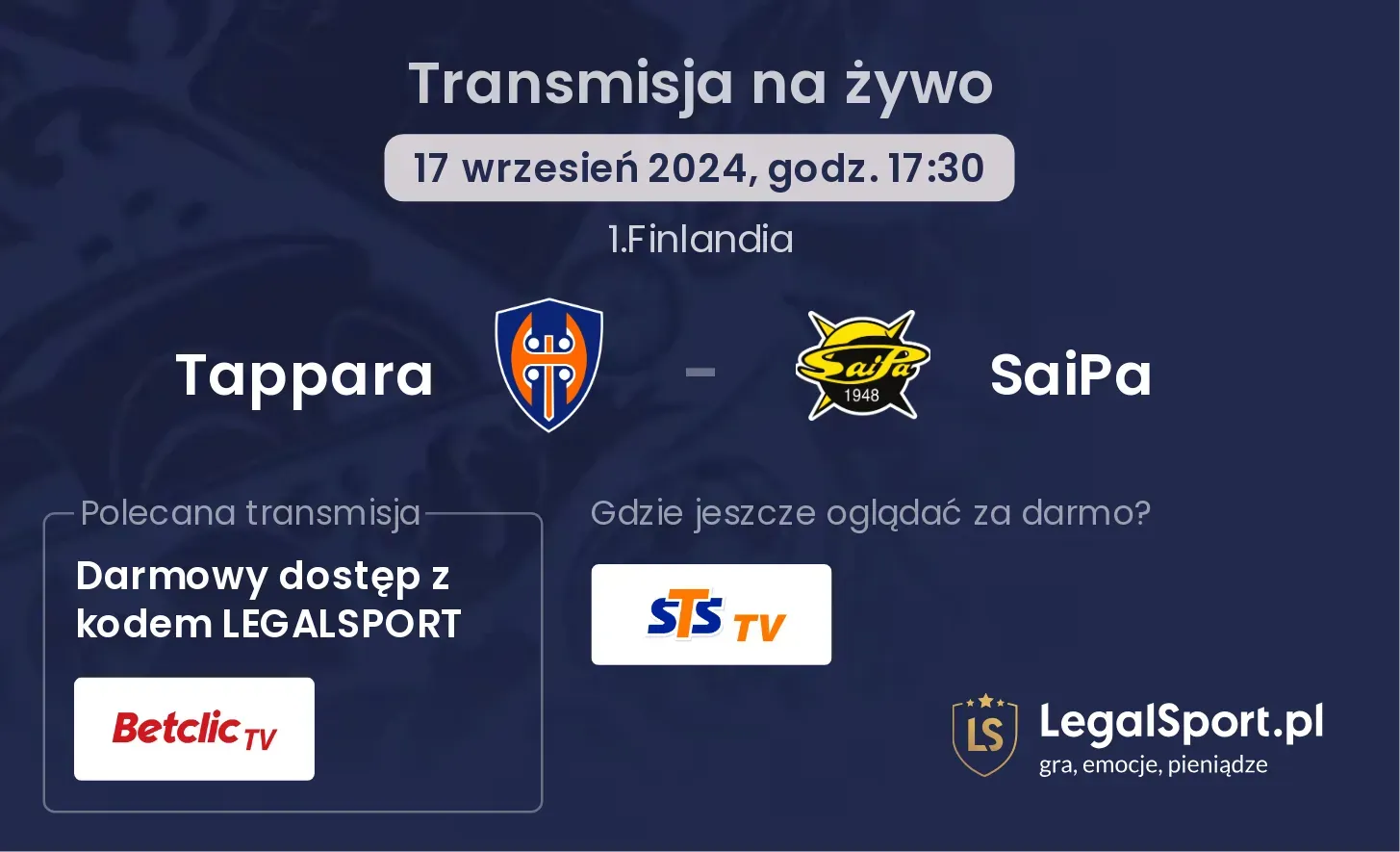 Tappara - SaiPa transmisja na żywo