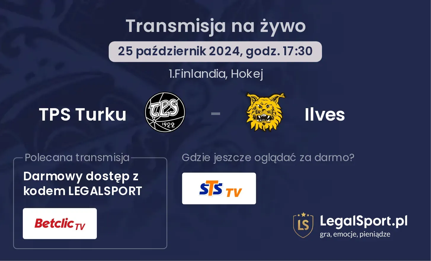 TPS Turku - Ilves transmisja na żywo