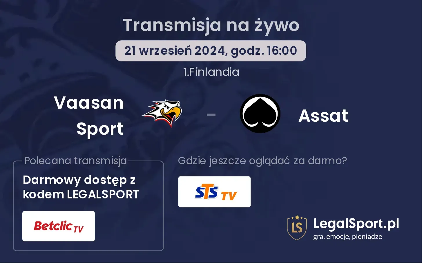 Vaasan Sport - Assat transmisja na żywo