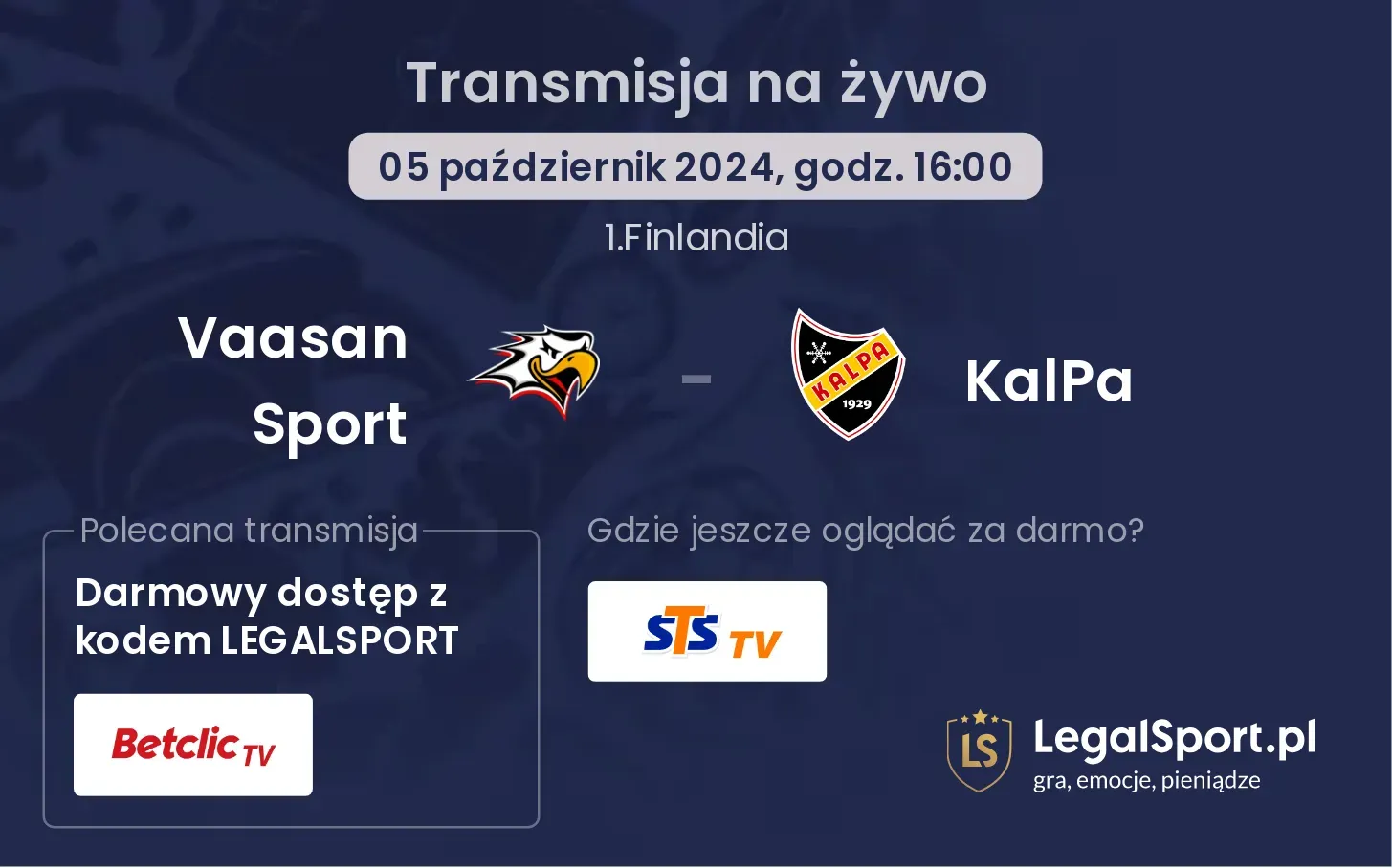 Vaasan Sport - KalPa transmisja na żywo