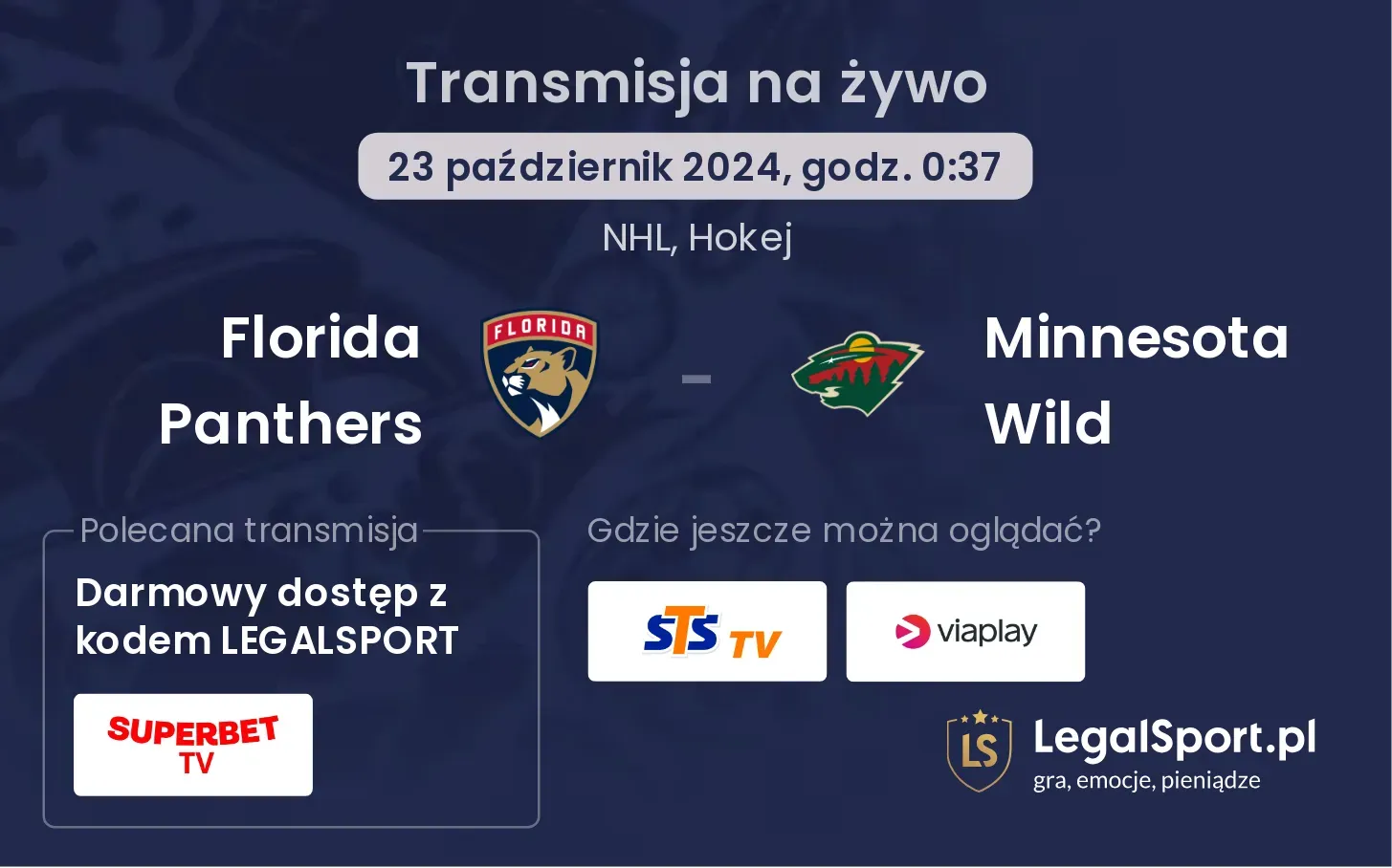 Florida Panthers - Minnesota Wild transmisja na żywo