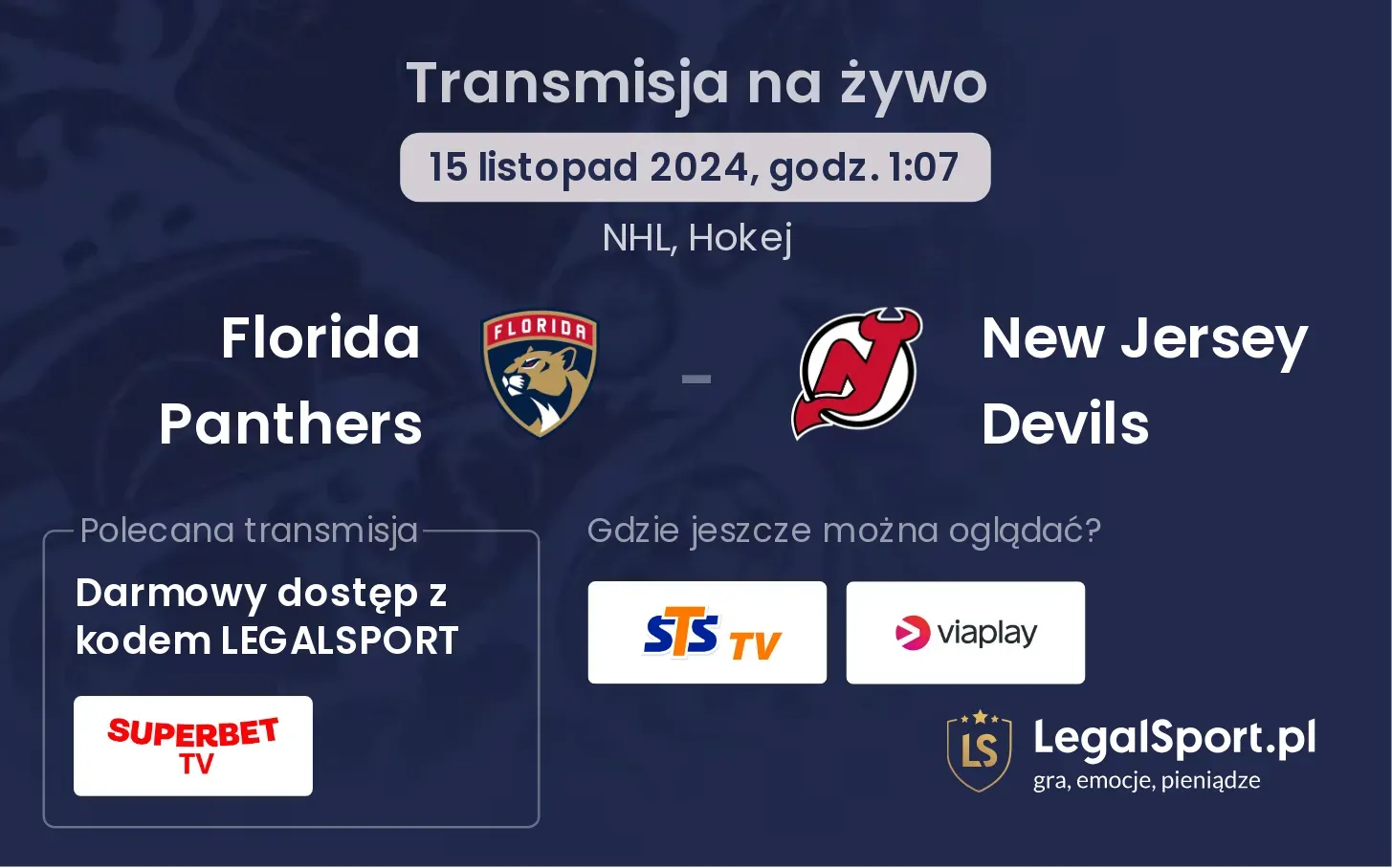 Florida Panthers - New Jersey Devils transmisja na żywo