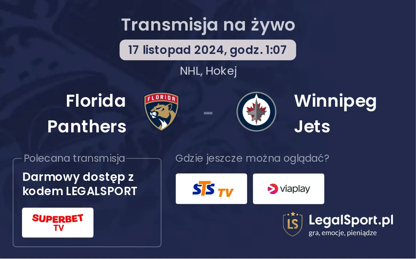 Florida Panthers - Winnipeg Jets transmisja na żywo