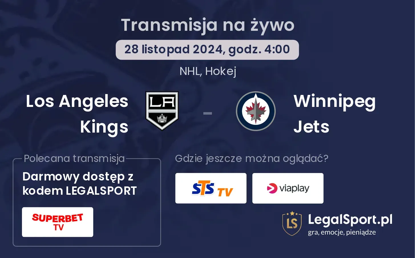 Los Angeles Kings - Winnipeg Jets transmisja na żywo