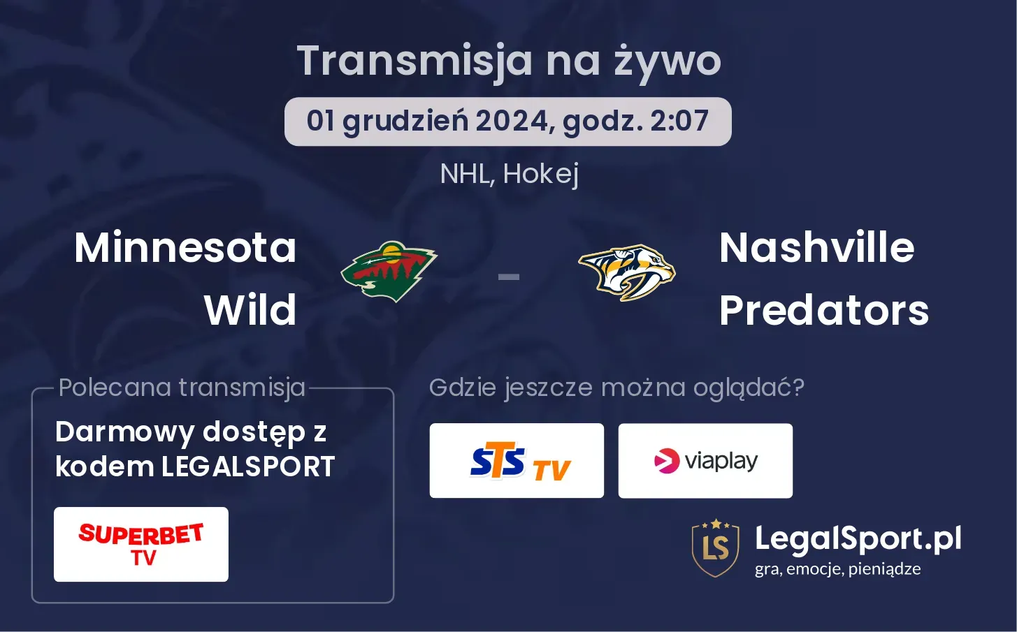 Minnesota Wild - Nashville Predators transmisja na żywo