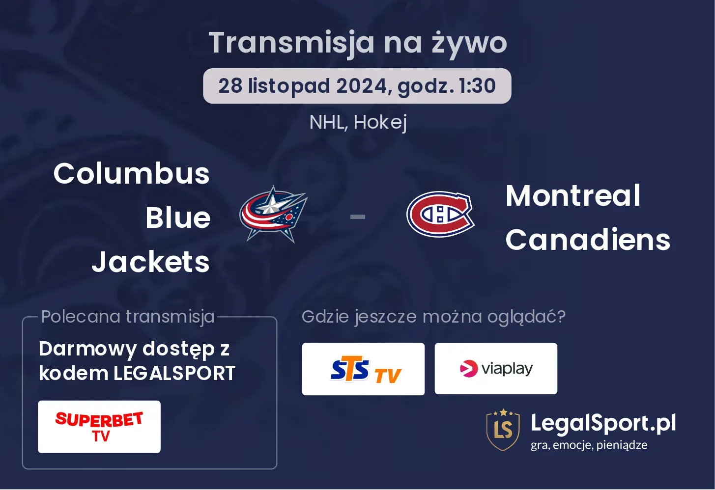 Montreal Canadiens - Columbus Blue Jackets transmisja na żywo