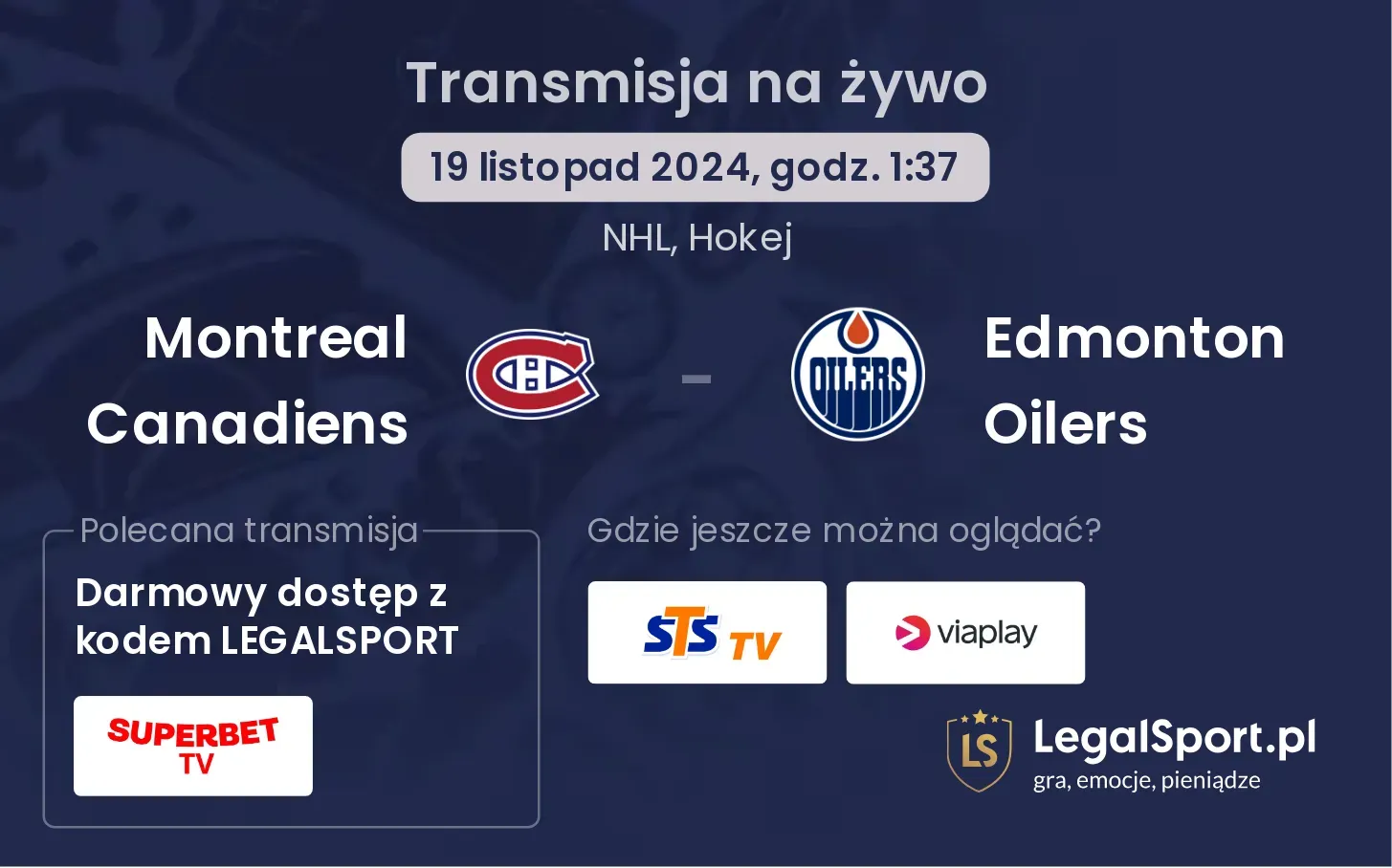 Montreal Canadiens - Edmonton Oilers transmisja na żywo