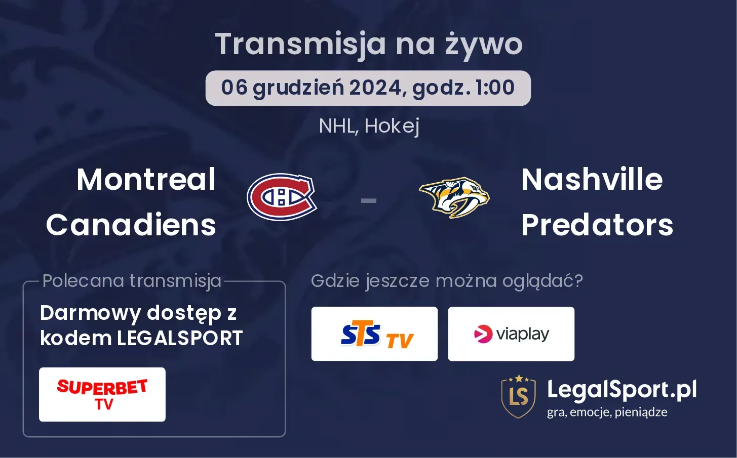 Montreal Canadiens - Nashville Predators transmisja na żywo