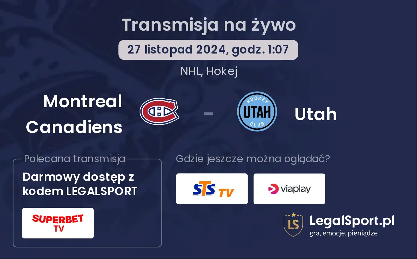 Montreal Canadiens - Utah transmisja na żywo