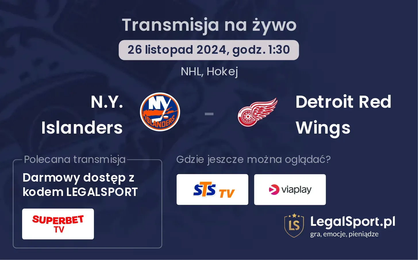 N.Y. Islanders - Detroit Red Wings transmisja na żywo