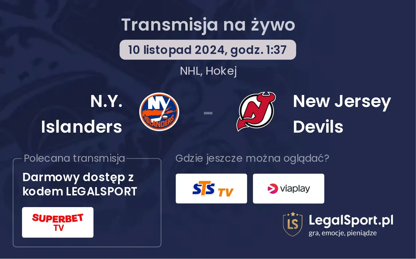 N.Y. Islanders - New Jersey Devils transmisja na żywo