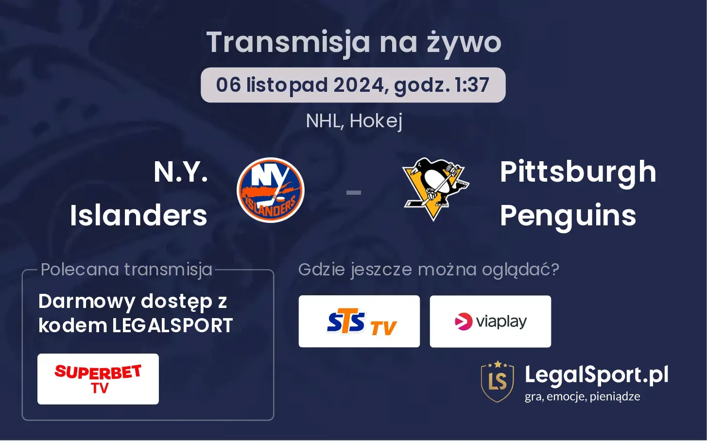 N.Y. Islanders - Pittsburgh Penguins transmisja na żywo