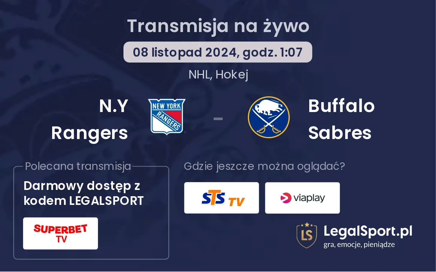 N.Y Rangers - Buffalo Sabres transmisja na żywo