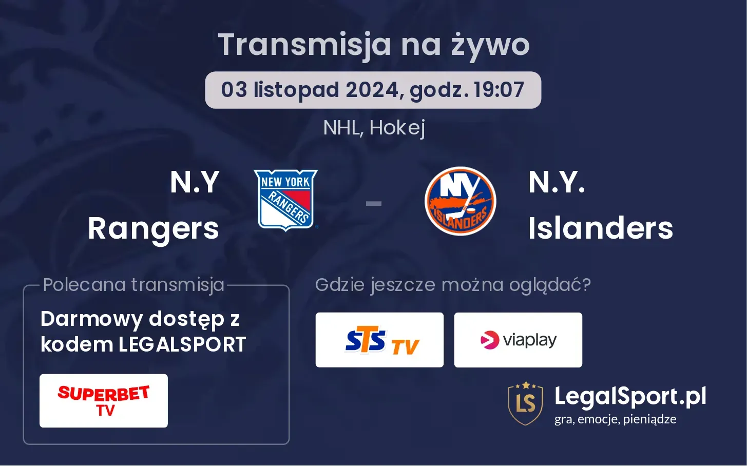 N.Y Rangers - N.Y. Islanders transmisja na żywo