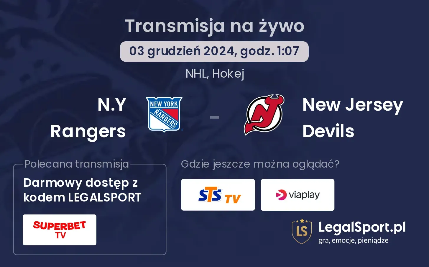 N.Y Rangers - New Jersey Devils transmisja na żywo