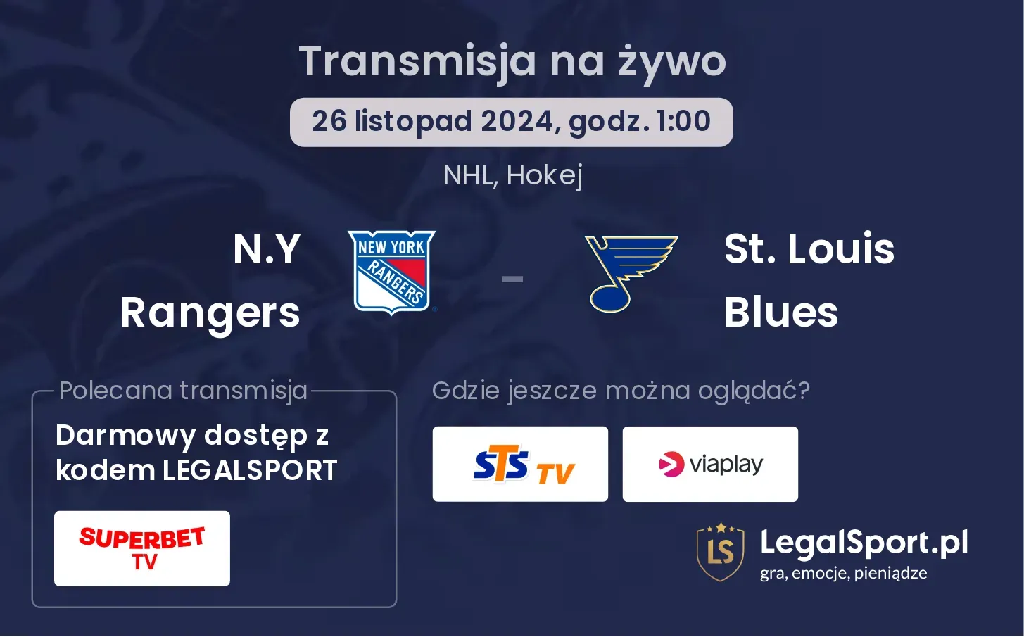 N.Y Rangers - St. Louis Blues transmisja na żywo