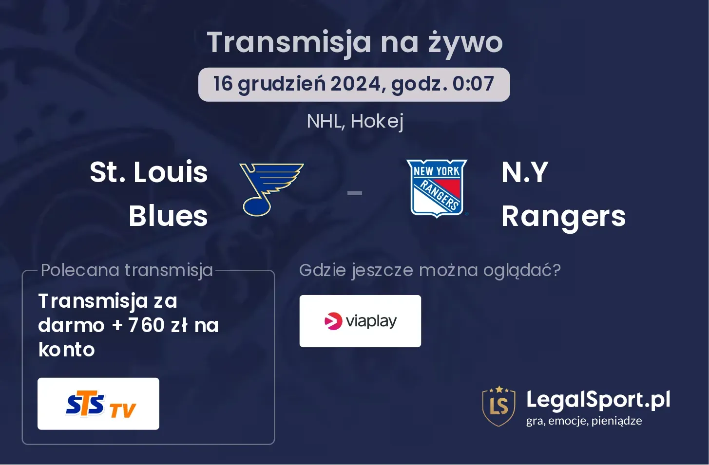 St. Louis Blues - N.Y Rangers gdzie oglądać?