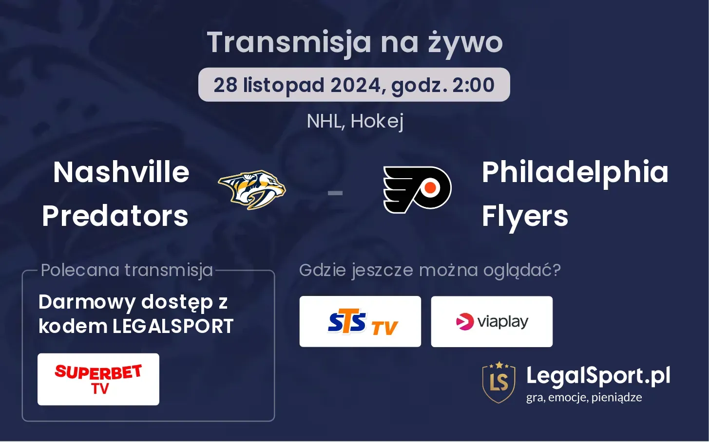 Nashville Predators - Philadelphia Flyers transmisja na żywo