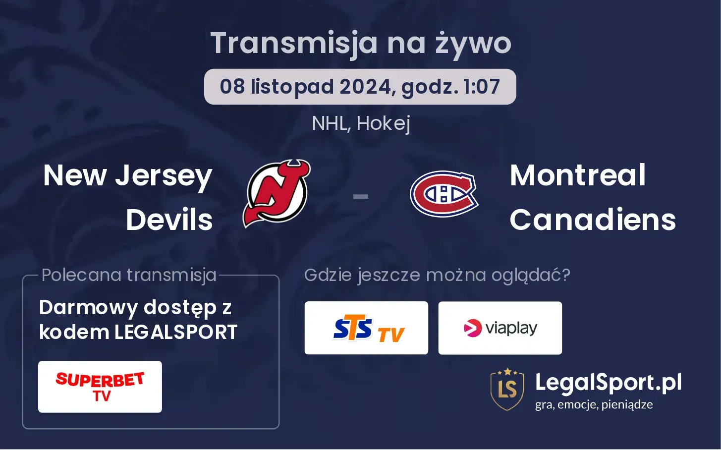 New Jersey Devils - Montreal Canadiens transmisja na żywo